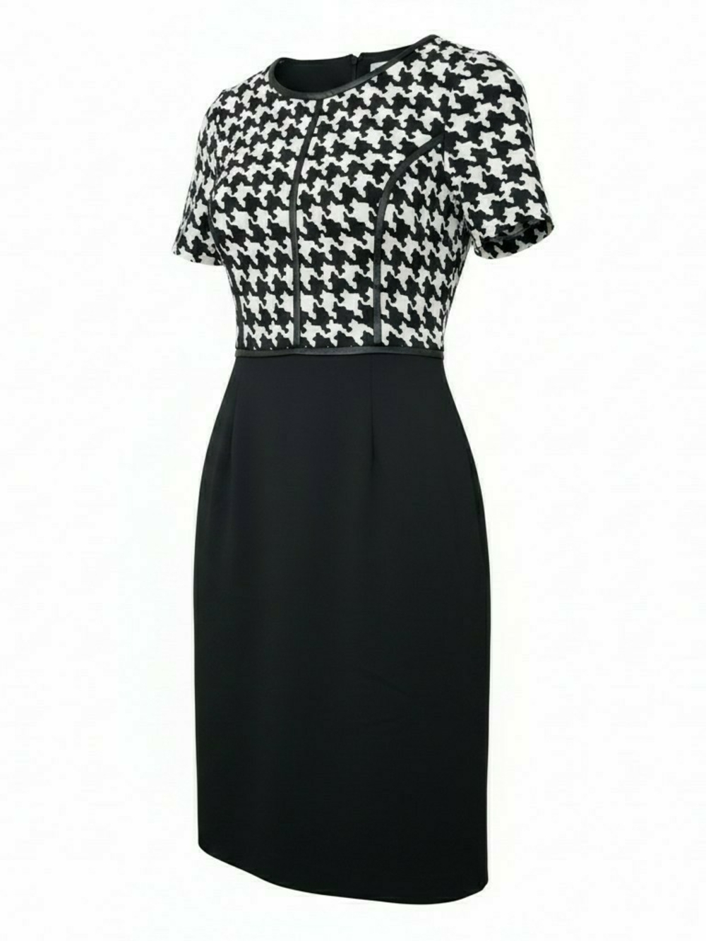Shelby & Palmer Black and White Houndstooth Colorblock Sheath Dress Size 16